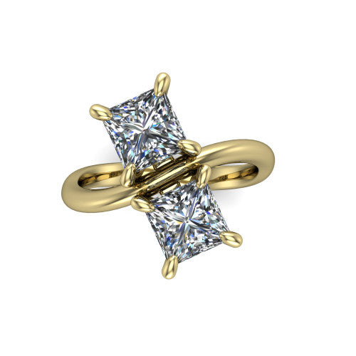Thalia Princess Shape Classic Engagement Ring in 14K Yellow Gold