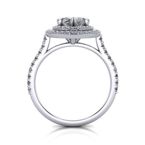 Trinity Marquise Shape Halo Engagement Ring in Platinum