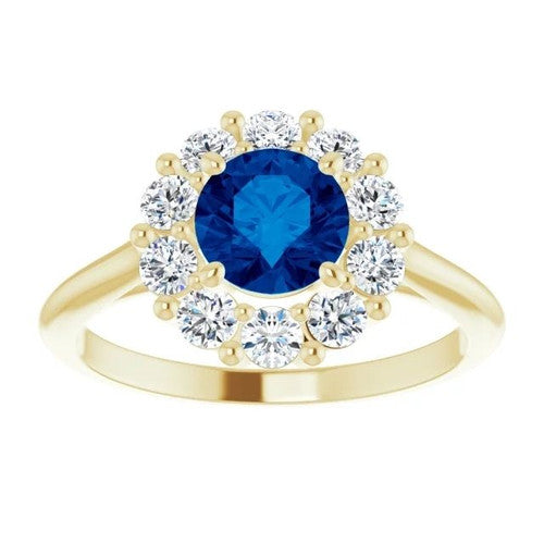 14K Gold Natural Blue Sapphire & 1/2 CTW Natural Diamond Ring 14K Yellow Gold