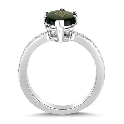 14k White Gold Marquis Onyx Classic Diamond Baha'i Ringstone 14K White Gold
