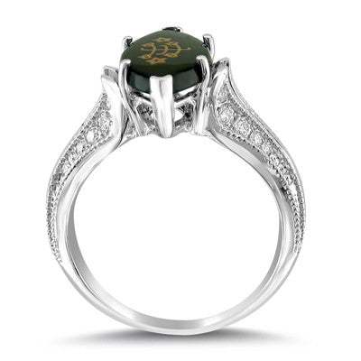 14k White Gold Marquise Onyx Vintage Inspired Baha'i Ringstone 14K White Gold