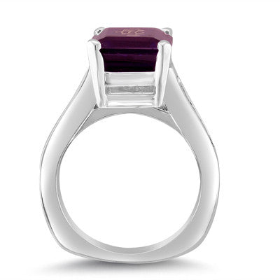 14K White Gold Emerald Cut Purple Amythest Baha'i Ringstone 14K White Gold