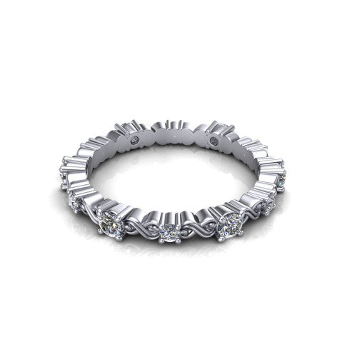 Dalia twisted diamond wedding band in 14K White Gold, three-quarter perspective view