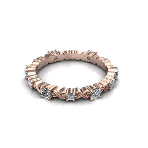 Dalia twisted diamond wedding band in 14K Rose Gold, three-quarter perspective view