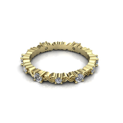 Dalia twisted diamond wedding band in 14K Yellow Gold, three-quarter perspective view