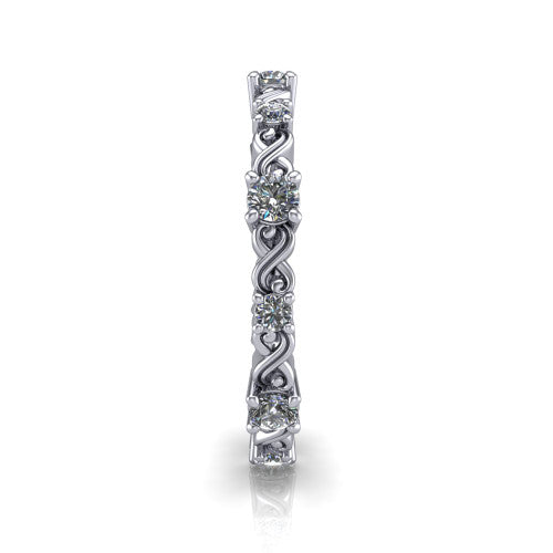 Dalia - Women's 14k Gold Wedding Ring with Twisted Motifs 14K White Gold - Natural Diamond