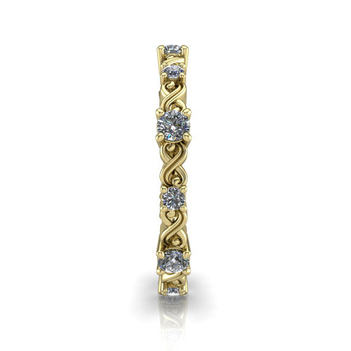 Dalia - Women's 14k Gold Wedding Ring with Twisted Motifs 14K Yellow Gold - Natural Diamond