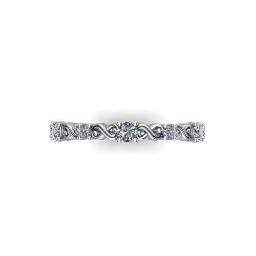 Dalia - Women's 14k Gold Wedding Ring with Twisted Motifs 14K White Gold - Natural Diamond