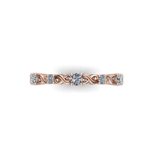 Dalia - Women's 14k Gold Wedding Ring with Twisted Motifs 14K Rose Gold - Natural Diamond