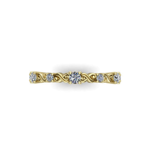 Dalia - Women's 14k Gold Wedding Ring with Twisted Motifs 14K Yellow Gold - Natural Diamond
