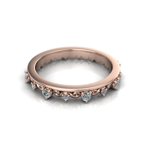 Tiffany - 14K Gold Vintage-Inspired Diamond Wedding Ring 14K Rose Gold - Natural Diamond