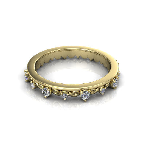 Tiffany - 14K Gold Vintage-Inspired Diamond Wedding Ring 14K Yellow Gold - Natural Diamond