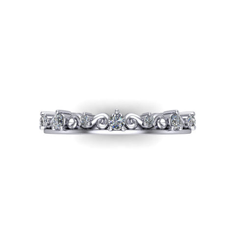 Tiffany - 14K Gold Vintage-Inspired Diamond Wedding Ring 14K White Gold - Natural Diamond