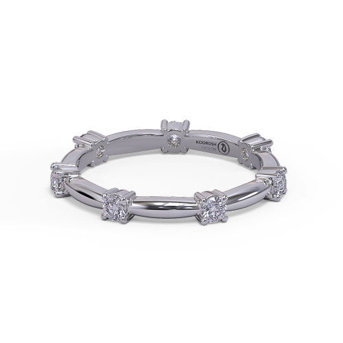 Madeline - Women's 14k Gold Wedding Band with Prong-Set Diamonds 14K White Gold - Natural Diamond