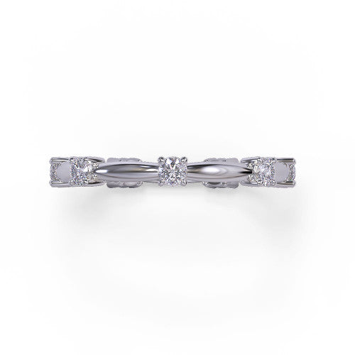 Madeline - Women's 14k Gold Wedding Band with Prong-Set Diamonds 14K White Gold - Natural Diamond