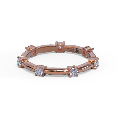 Madeline - Women's 14k Gold Wedding Band with Prong-Set Diamonds 14K Rose Gold - Natural Diamond