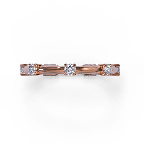 Madeline - Women's 14k Gold Wedding Band with Prong-Set Diamonds 14K Rose Gold - Natural Diamond