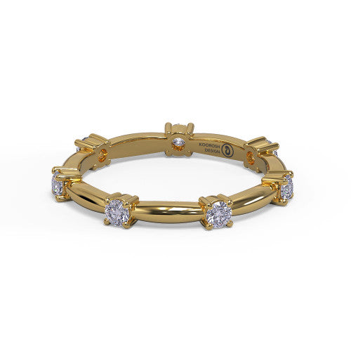 Madeline - Women's 14k Gold Wedding Band with Prong-Set Diamonds 14K Yellow Gold - Natural Diamond