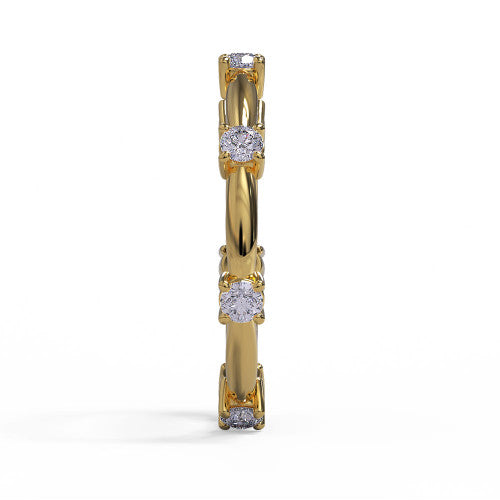 Madeline - Women's 14k Gold Wedding Band with Prong-Set Diamonds 14K Yellow Gold - Natural Diamond