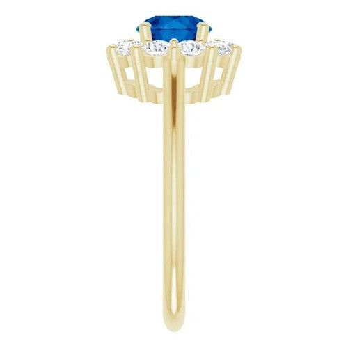 14K Gold Natural Blue Sapphire & 1/2 CTW Natural Diamond Ring 14K Yellow Gold