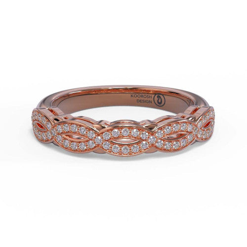 Charmaine braided wedding band in 14K Rose Gold, three-quarter perspective view