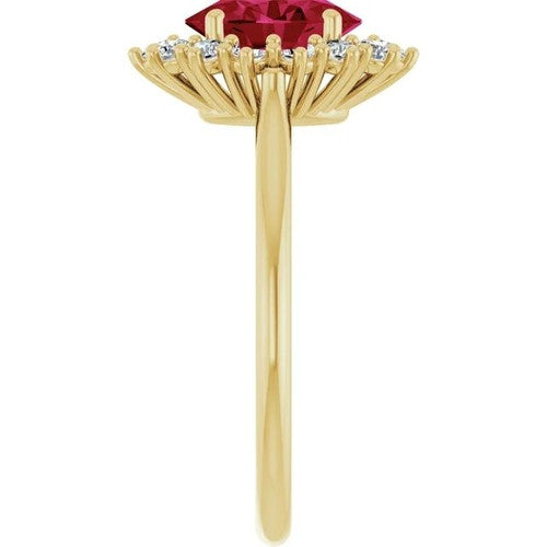 14K Gold Lab-Grown Ruby & 3/8 CTW Natural Diamond Ring 14K Yellow Gold