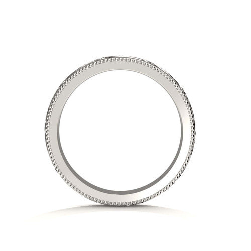4mm white gold wedding band for men with ornate scrollwork and engraved detailing