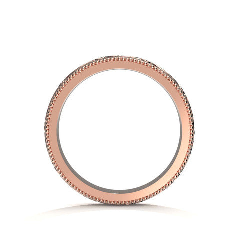 4mm rose gold wedding band for men with ornate scrollwork and engraved detailing