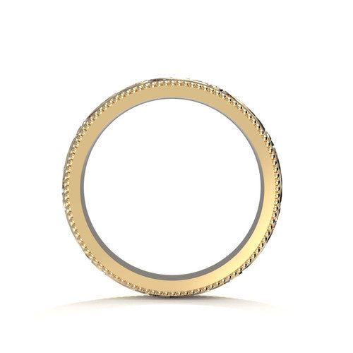 5mm yellow gold wedding band for men with ornate scrollwork and engraved detailing