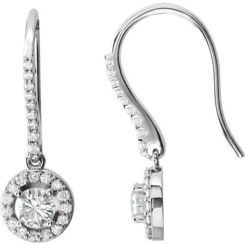 14K White 1 CTW Natural Diamond Halo-Style Earrings 14K White Gold