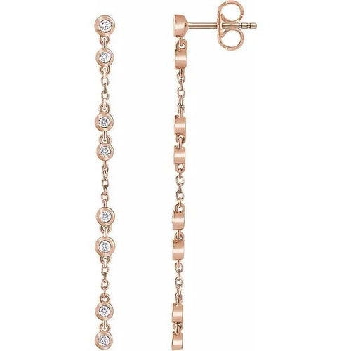 14K Gold 1/3 CTW Natural Diamond Chain Earrings 14K Rose Gold