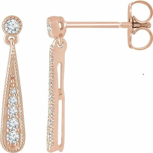 14K Gold 1/6 CTW Natural Diamond Teardrop Earrings 14K Rose Gold