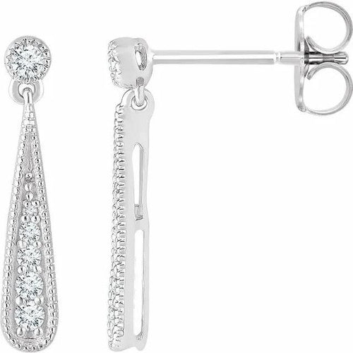 14K Gold 1/6 CTW Natural Diamond Teardrop Earrings 14K White Gold