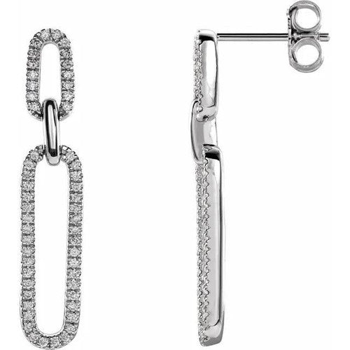 14K Gold 1/3 CTW Natural Diamond Link Earrings 14K White Gold