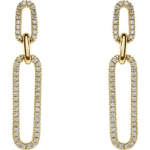 14K Gold 1/3 CTW Natural Diamond Link Earrings 14K Yellow Gold