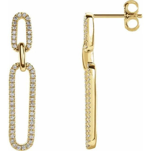 14K Gold 1/3 CTW Natural Diamond Link Earrings 14K Yellow Gold