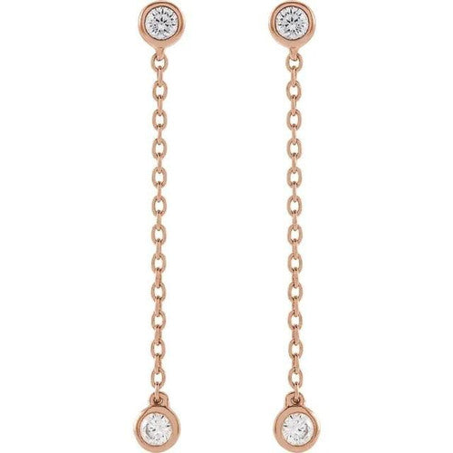 14K Gold 1/4 CTW Lab-Grown Diamond Chain Earrings 14K Rose Gold