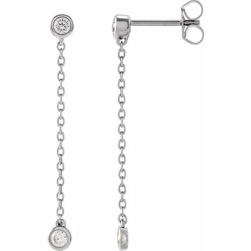 14K Gold 1/4 CTW Lab-Grown Diamond Chain Earrings 14K White Gold