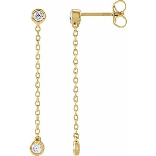 14K Gold 1/4 CTW Lab-Grown Diamond Chain Earrings 14K Yellow Gold