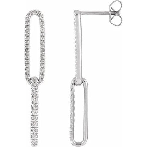 14K Gold 1/2 CTW Lab-Grown Diamond Elongated Link Earrings 14K White Gold