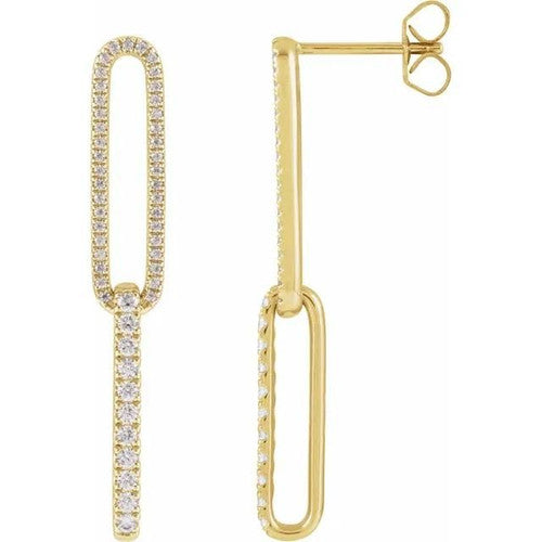 14K Gold 1/2 CTW Lab-Grown Diamond Elongated Link Earrings 14K Yellow Gold