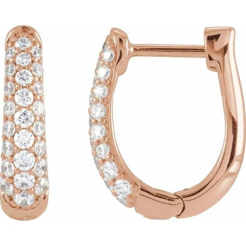 14K Gold 1/2 CTW Natural Diamond Hoop Earrings 14K Rose Gold