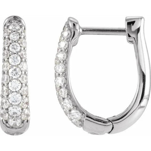 14K Gold 1/2 CTW Natural Diamond Hoop Earrings 14K White Gold