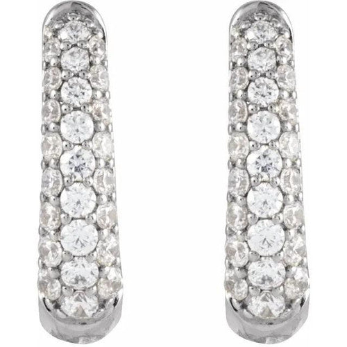 14K Gold 1/2 CTW Natural Diamond Hoop Earrings 14K White Gold