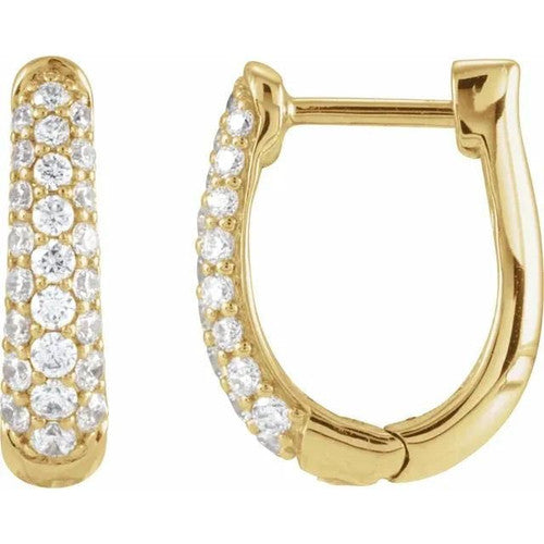 14K Gold 1/2 CTW Natural Diamond Hoop Earrings 14K Yellow Gold