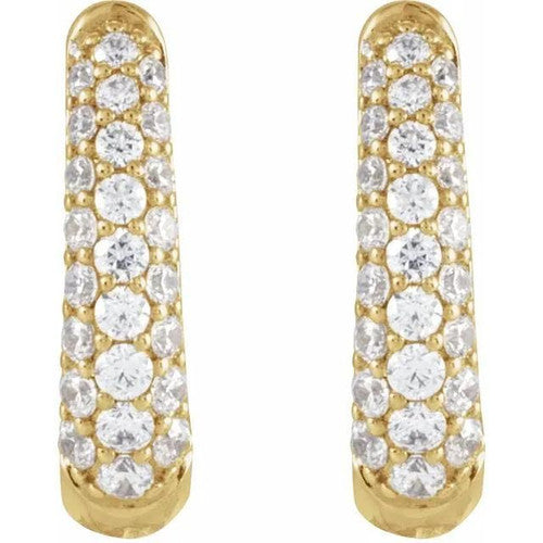 14K Gold 1/2 CTW Natural Diamond Hoop Earrings 14K Yellow Gold