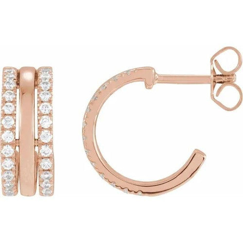 14K Gold 1/2 CTW Natural Diamond Earrings 14K Rose Gold