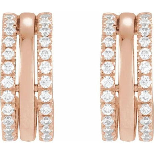 14K Gold 1/2 CTW Natural Diamond Earrings 14K Rose Gold