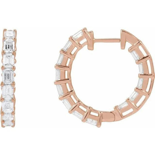 14K Gold 3 CTW Diamond Inside-Outside 21.2 mm Hoop Earrings 14K Rose Gold
