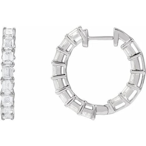 14K Gold 3 CTW Diamond Inside-Outside 21.2 mm Hoop Earrings 14K White Gold